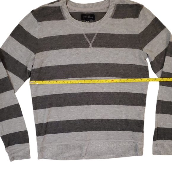 Lucky‎ Brand Women's Grey Stripe Crew Neck Knit Sweater XS - Picture 3 of 6